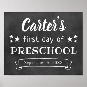 First Day of Preschool Sign   Black Chalkboard