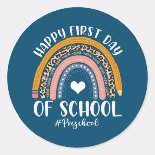 First Day Of Preschool Teacher Back School Classic Round Sticker
