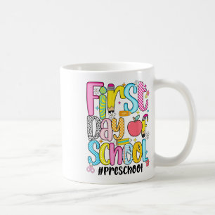 First Day Of Preschool Teacher Kid Boy Preppy Back Coffee Mug