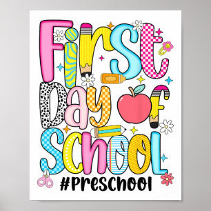 First Day Of Preschool Teacher Kid Boy Preppy Back Poster