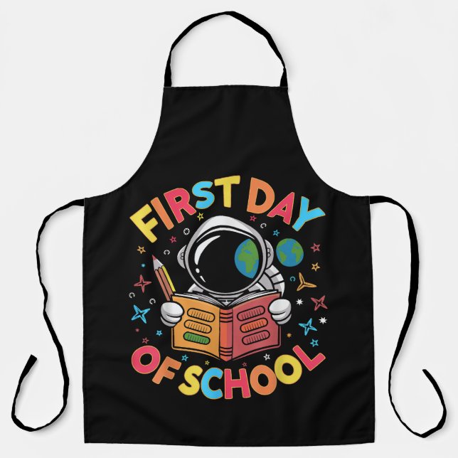First Day of School Astronaut Space Back to School Apron (Front)