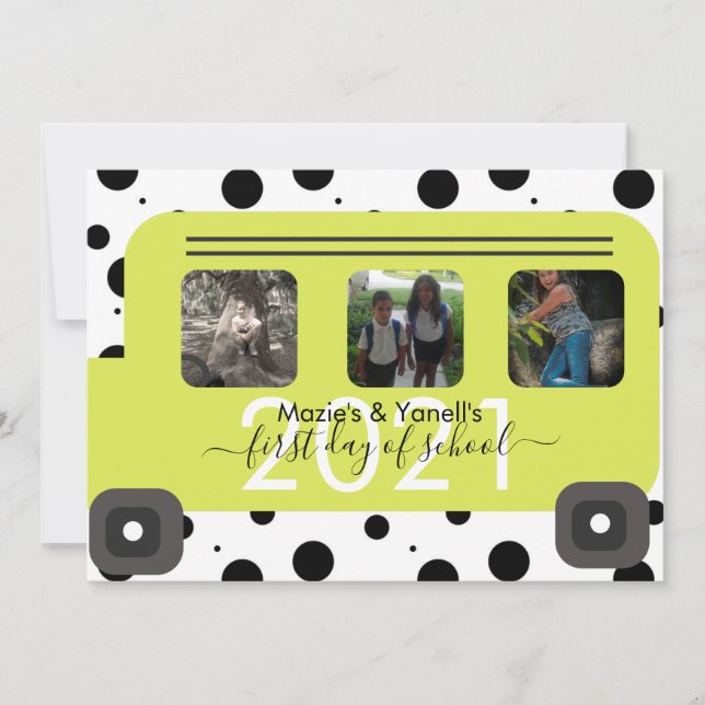 First Day of School Bus Window Photo Invitation (Front)