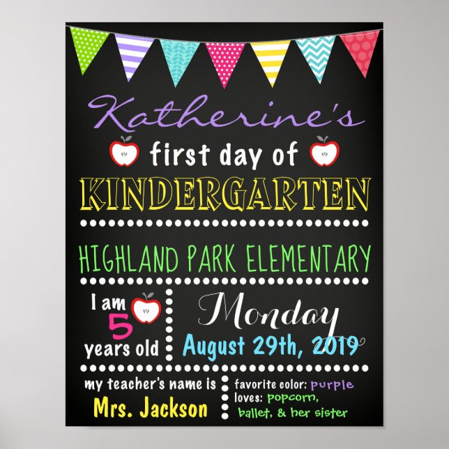 First Day of School Chalkboard Sign Back to School (Front)