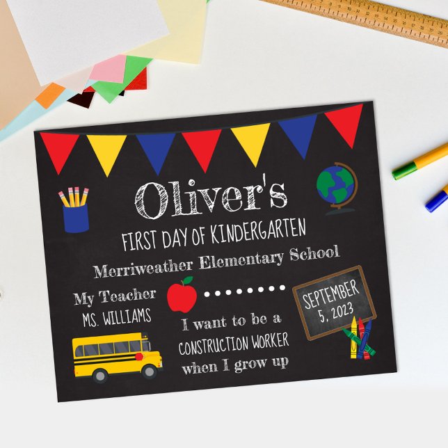 First Day of School Chalkboard Sign for Kids (Creator Uploaded)