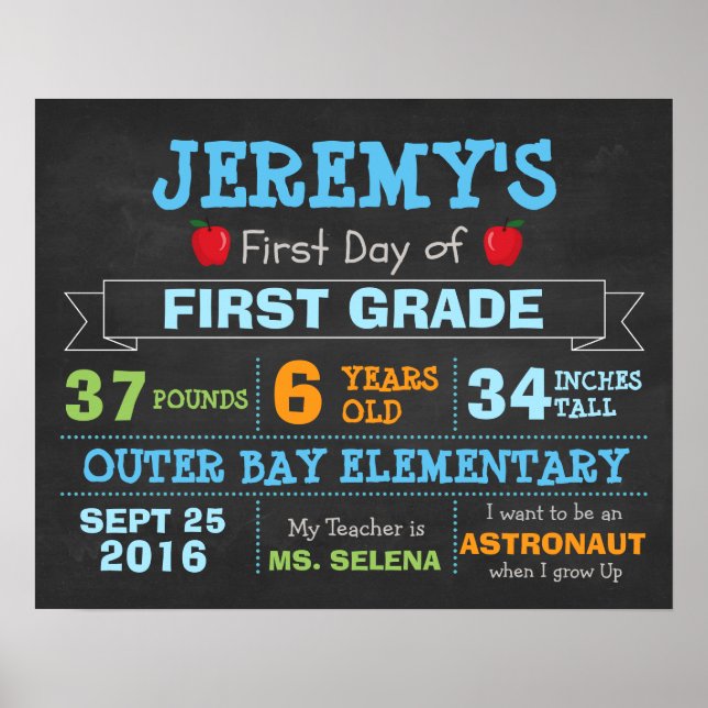 First Day Of School Children's Poster Photo Props (Front)