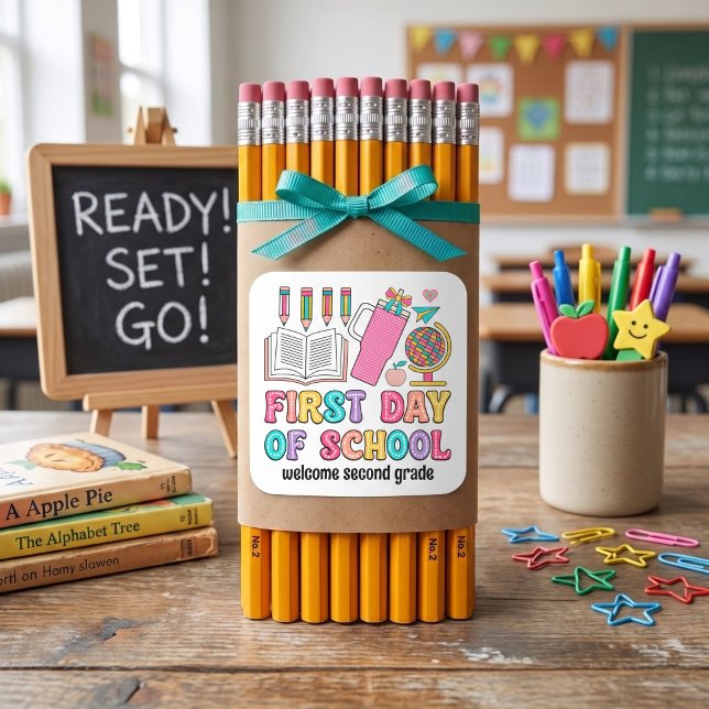 First day of school colourful retro stickers (Creator Uploaded)