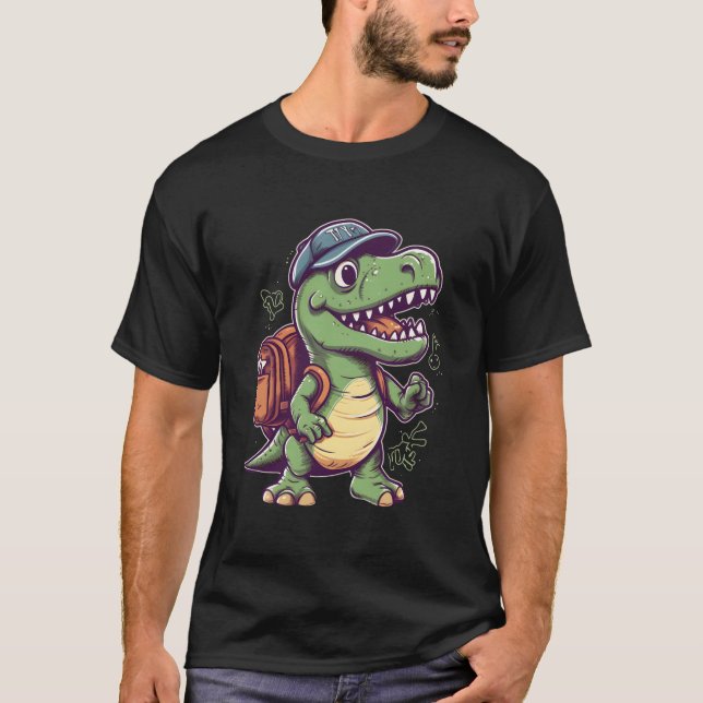 First Day Of School Dino Trex School Enrolt T-Shirt (Front)