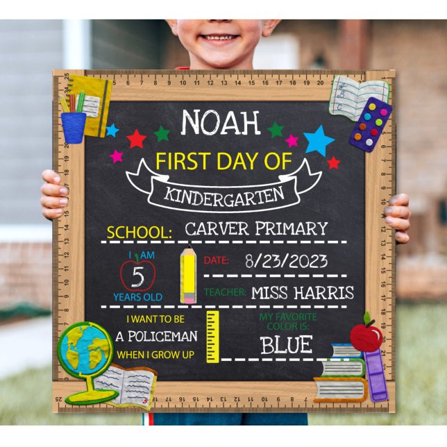 First Day of School Fill In Blanks Chalkboard  Poster (First Day of School Fill In Blanks Chalkboard Poster
)