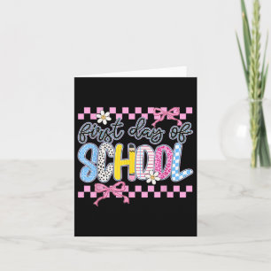 First Day Of School Floral Coquette Bow Preschool Card