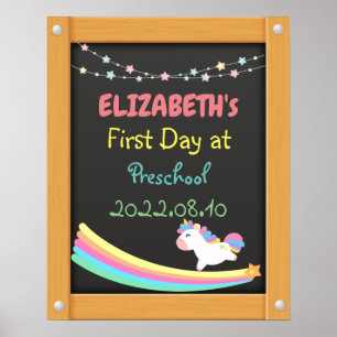 First Day of School Framed Chalkboard Background Poster