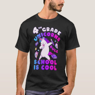 First Day of School, Girl 4th Grade, Unicorn, Back T-Shirt