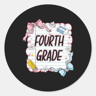 First Day Of School Girly Coquette1 Classic Round Sticker
