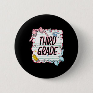 First Day Of School Girly Coquette2  6 Cm Round Badge