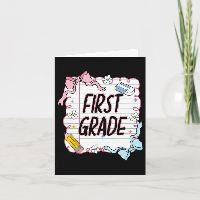 First Day Of School Girly Coquette4  Card (Front)