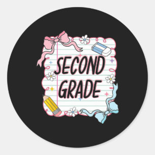 First Day Of School Girly Coquette5  Classic Round Sticker