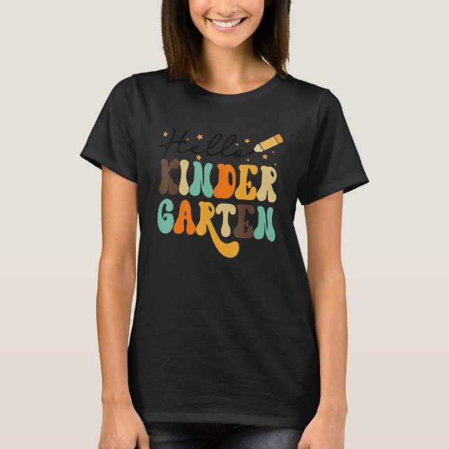 First Day Of School Hello Kindergarten Retro Back  T-Shirt (Front)