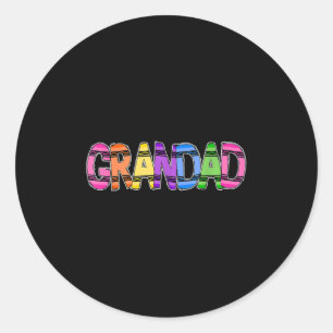 First Day Of School Kindergarten Crayon Grandpa Gr Classic Round Sticker