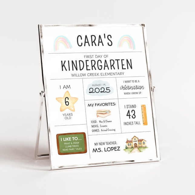 First Day of School Kindergarten Sign (Kindergarten First Day of School Sign)