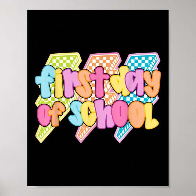 First Day Of School Lightning Bolt Back To School  Poster (Front)