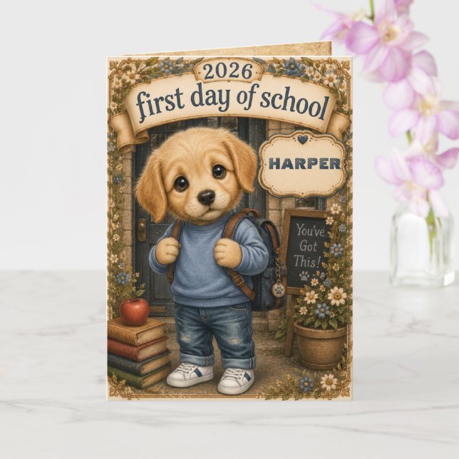 FIRST DAY OF SCHOOL MEMENTO CARD (Orchid)