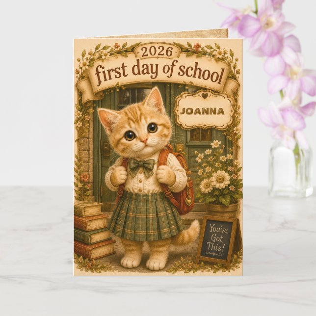 FIRST DAY OF SCHOOL MEMENTO CARD (Orchid)