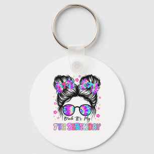 First Day Of School Messy Bun Bruh Its My 7th Birt Key Ring