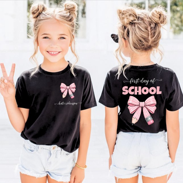 First day of school Pencil Bow Custom name T-Shirt (Creator Uploaded)