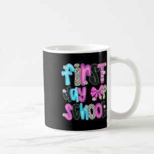 First Day Of School Pencil Coquette Bow Funny Back Coffee Mug