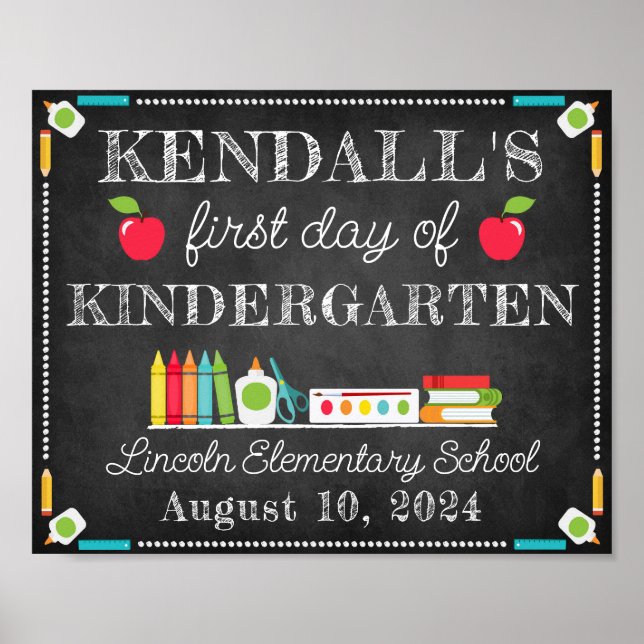First Day of School Personalised Editable Sign (Front)