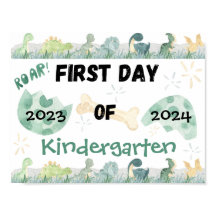 First Day of School Photo Op Poster Cute Dinosaurs