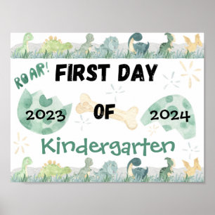 First Day of School Photo Op Poster Cute Dinosaurs