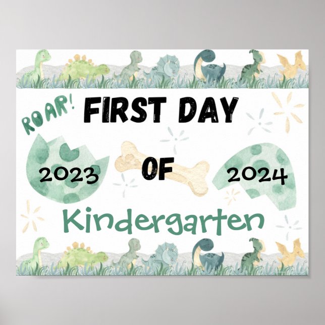 First Day of School Photo Op Poster Cute Dinosaurs (Front)