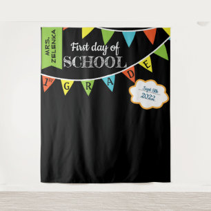 First day of School photobooth backdrop Tapestry