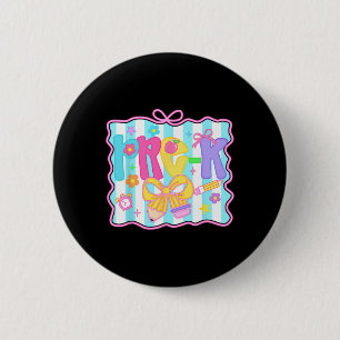 First Day Of School Pre-k Teacher Coquette Preppy 6 Cm Round Badge