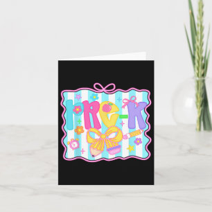 First Day Of School Pre-k Teacher Coquette Preppy Card