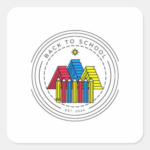 First Day Of School Shirt Book Mountain Pencil F Square Sticker