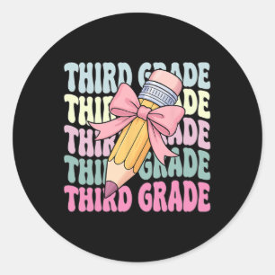 First Day Of School Shirt Third Grade Coquette 3rd Classic Round Sticker