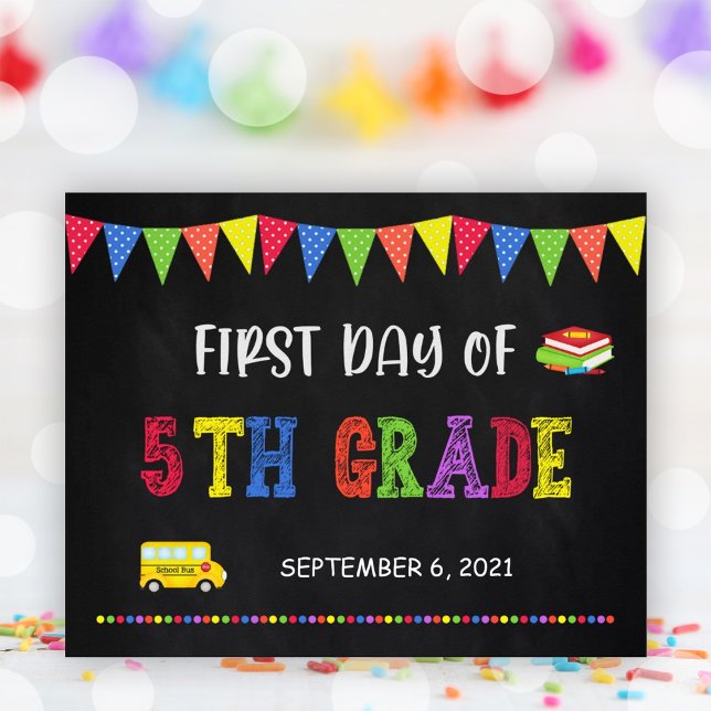 First Day Of School Sign | 5th Grade Poster (First Day Of School Sign | 5th Grade Poster)