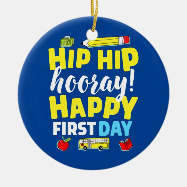 First Day Of School Teacher Child Back To School  Ceramic Ornament (Front)