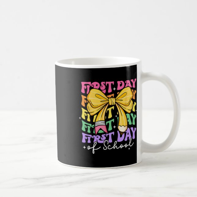 First Day Of School Teachers Pencil Bow Back To Sc Coffee Mug (Right)