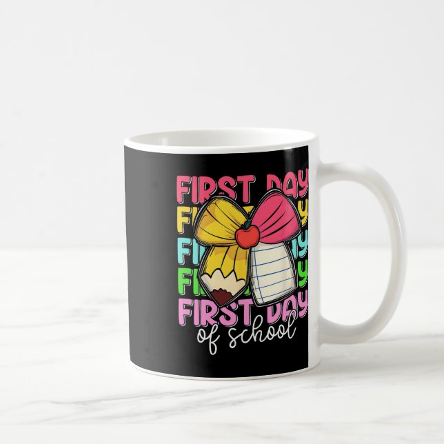 First Day Of School Teachers Pencil Bow Back To Sc Coffee Mug (Right)