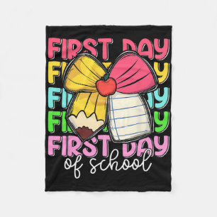 First Day Of School Teachers Pencil Bow Back To Sc Fleece Blanket