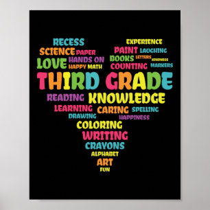 First Day Of School Third Grade Teacher World Poster