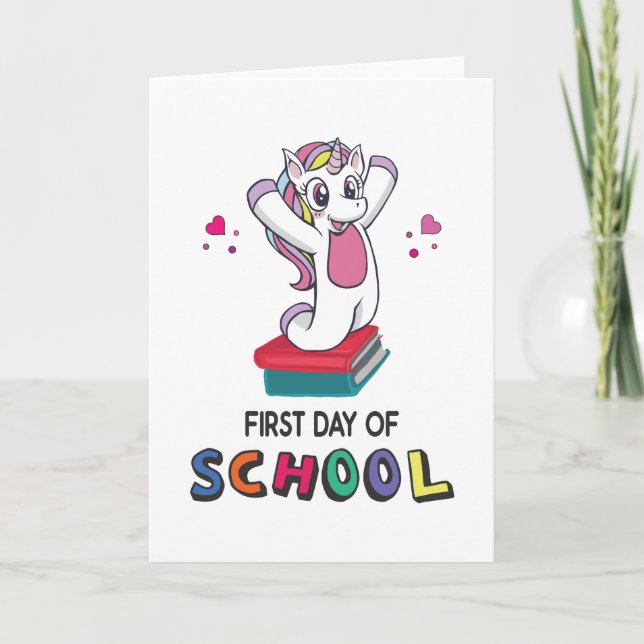 First day of school Unicorn Card (Front)