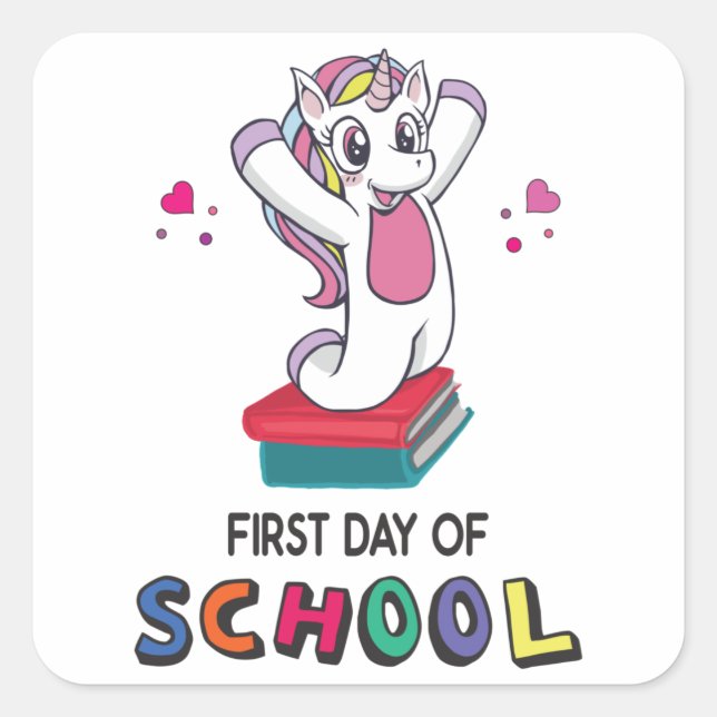 First day of school Unicorn Square Sticker (Front)