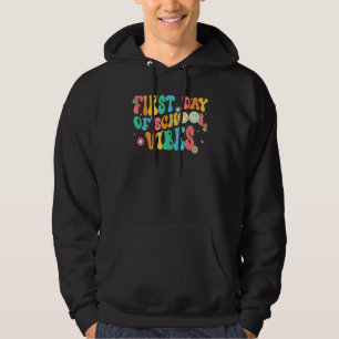 First Day Of School Vibes Smile Face Groovy Teache Hoodie