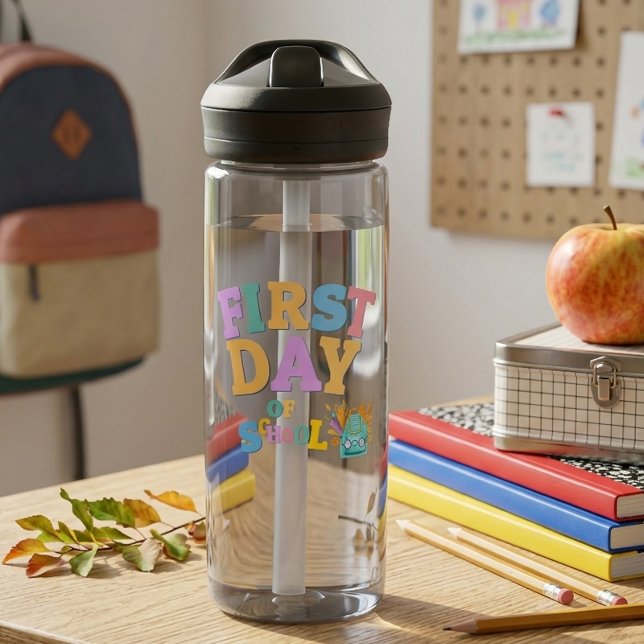 First Day of School Water Bottle with Name (Creator Uploaded)