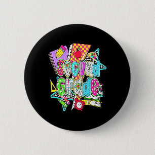 First Day Of Second Grade Floral Bundle For Teache 6 Cm Round Badge