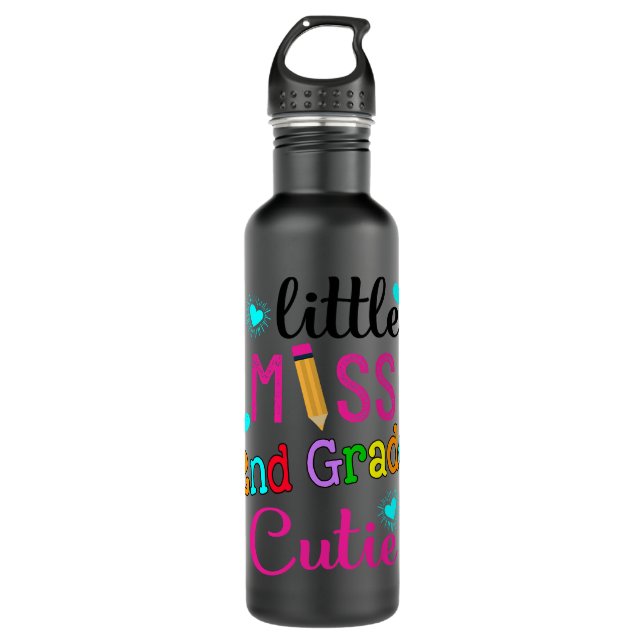 First Day Of Second Grade Little Miss 2nd Grade Cu 710 Ml Water Bottle (Front)