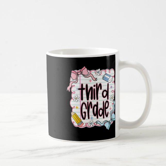 First Day Of Third Grade Coquette Bow For Teacher  Coffee Mug (Right)